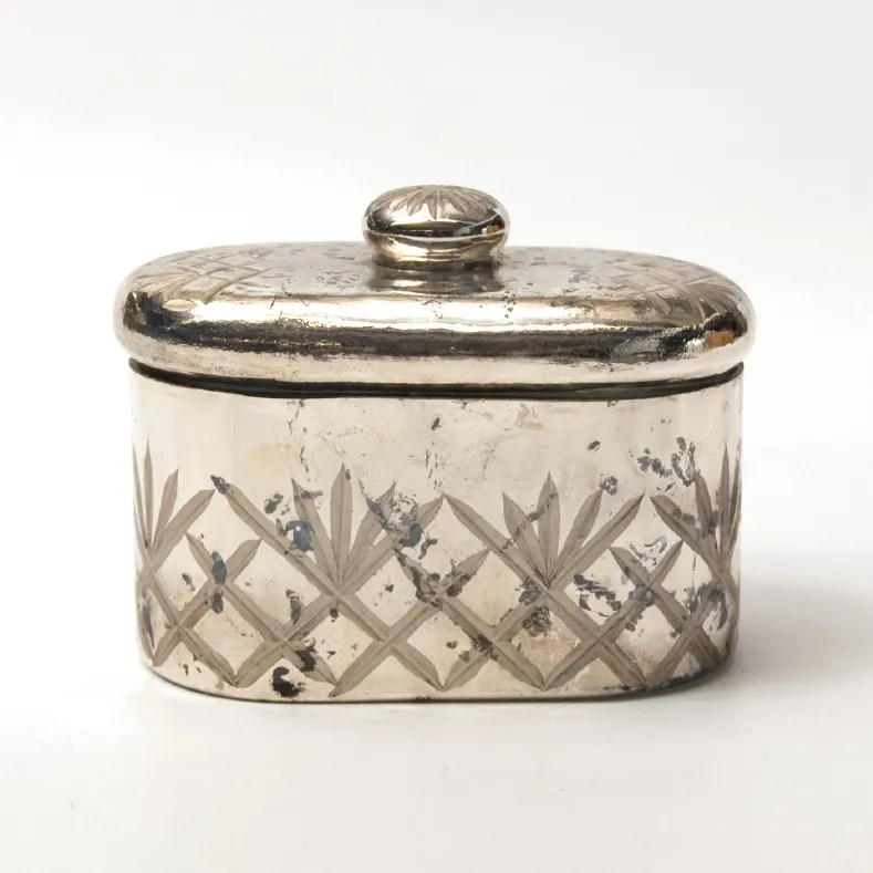 Aufbewahrungsglas 'Hailles', silber, L 8 cm, B 14 cm, H 10 cm