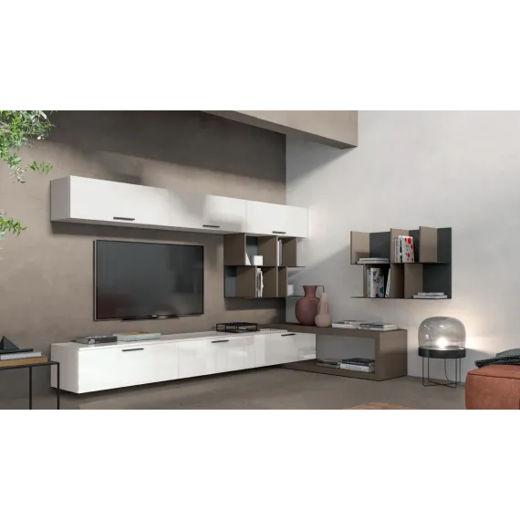 Ausgestattete Wand mit Basen, Hängeschränken und Cubolotti L109