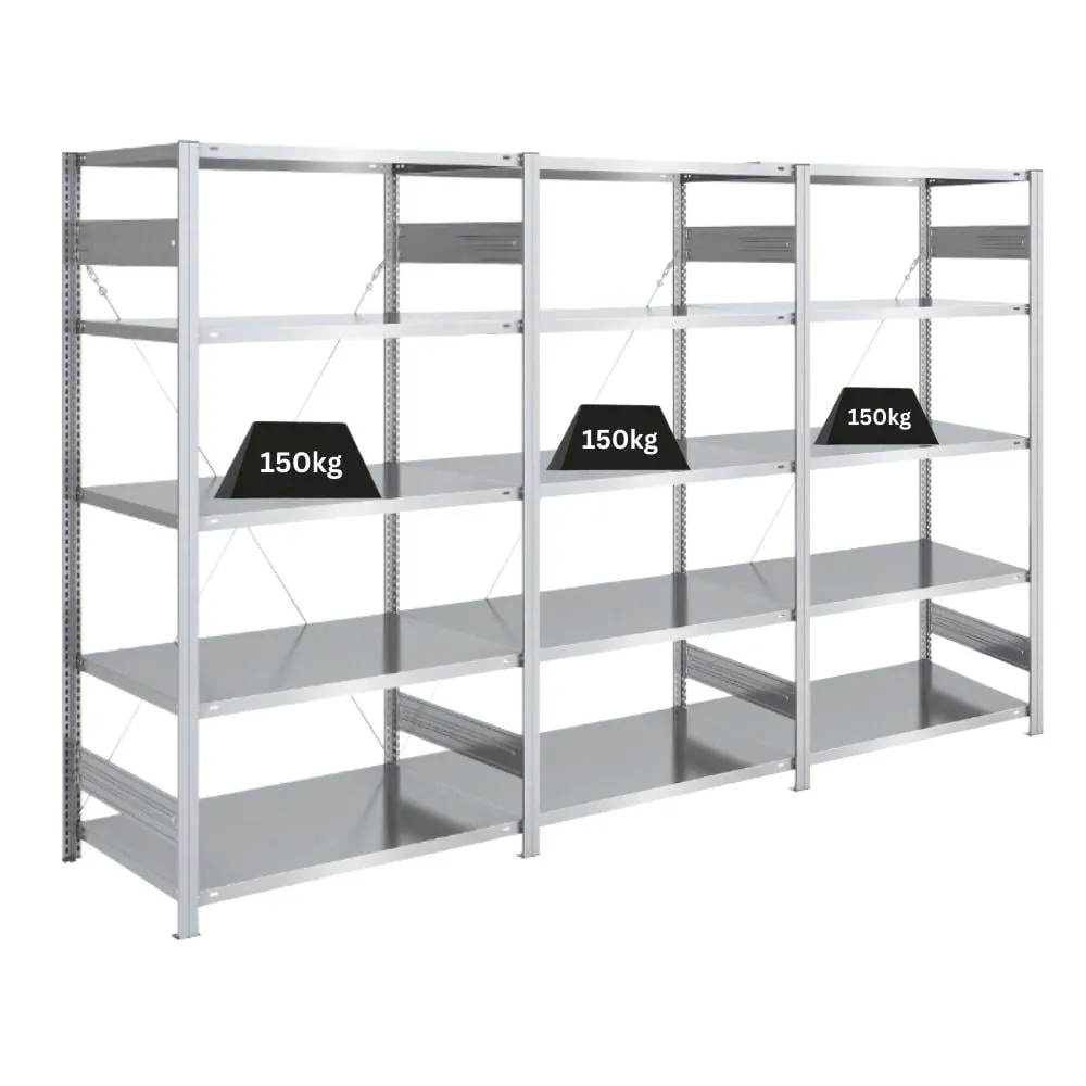 Schwerlastregal Silver Mamba Made in Germany | HxBxT 200x300x60cm | 5 Ebenen je 150kg Fachlast | Verzinkt