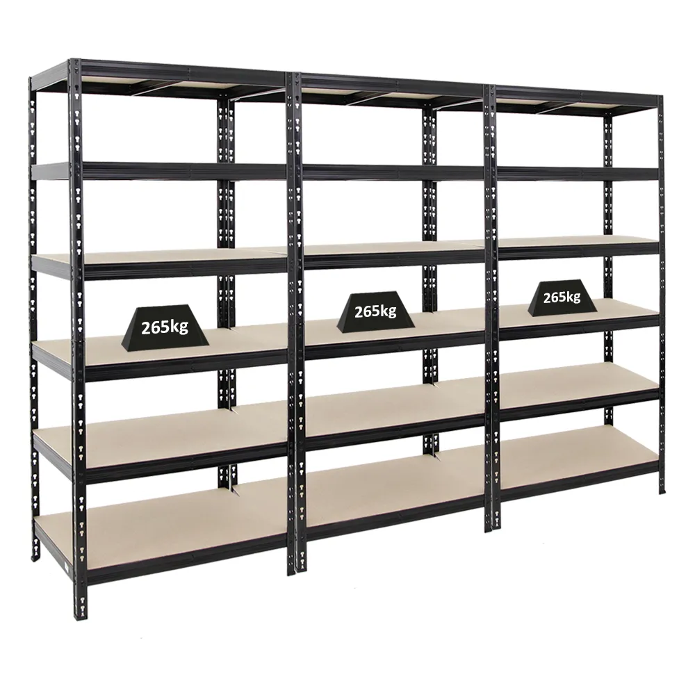 Mega Deal | 3x Schwerlastregal Giant Tiger | HxBxT 200x90x60 cm | Fachlast 265kg | 6-Ebenen | Schwarz