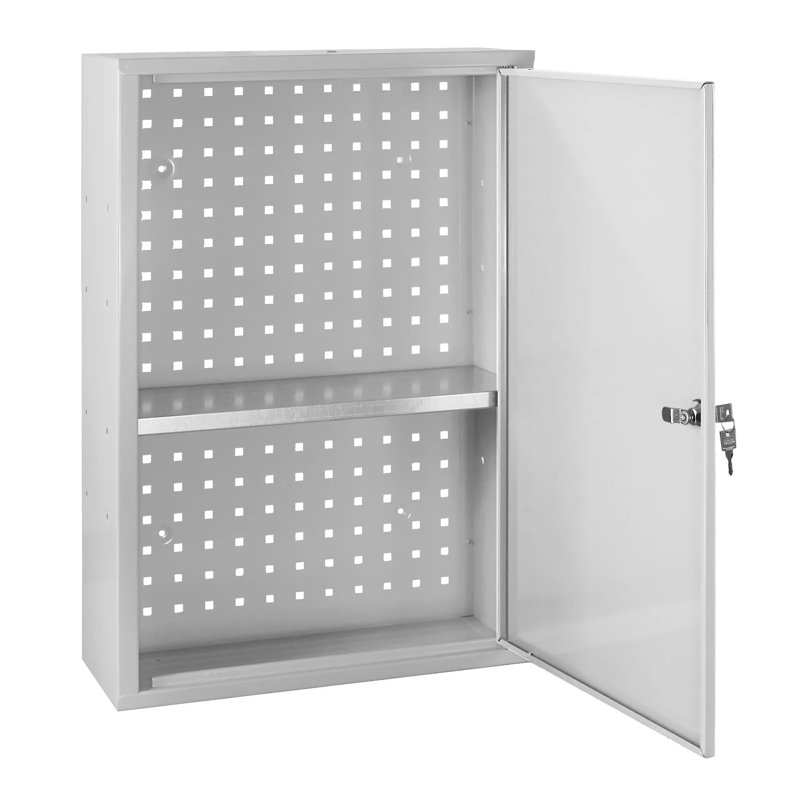 Werkzeugwandschrank mit Tür + 1 Fachboden | HxBxT 75x50x20cm | Lichtgrau